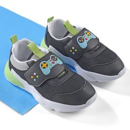 Cute Walk by Babyhug Velcro Closure Sneaker Shoes With Gaming Remote Control Print - Black-image-33