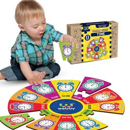 Lattice Time Wooden Round Shape Jigsaw Floor Puzzle 13 Pieces image 2