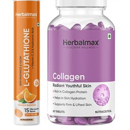 Herbal max Set Of 2 Collagen Tablets- 60 & L-Glutathione Vitamin C Tablet-15 Tablets-84