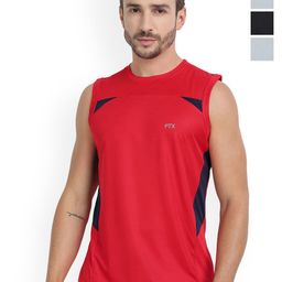 FTX Pack Of 4 Colourblocked Round Neck Gym Vests-picture-6