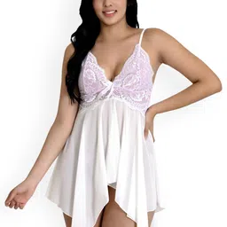 chia fashions Women Net Baby Doll with Asymmetric Hem-picture-48