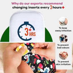 VParents Jumbo Print Reusable And Adjustable Cloth Diaper With  5 Layers Washable  Ultra Absorbent Insert Pack of 2 - Multicolor image 3