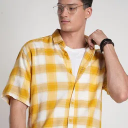 Voi Jeans Men Boxy Tartan Checked Cotton Casual Shirt-image-23