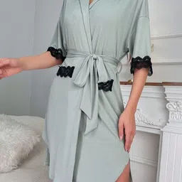 DressBerry Self Design Knee Length Robe With Belt-image-86