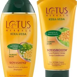 Lotus Herbals Kera-Veda Soya Protein & Brahmi Shampoo 200ml, Soya Protein Cream Deep Conditioner 150ml set of 2 image 1