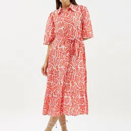 United Colors of Benetton Women Cotton Floral Printed Shirt Midi Dress-picture-45