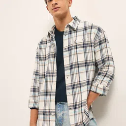 THE BEAR HOUSE Men's Pure Cotton Checked Relaxed Fit Overshirt-picture-18