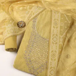 Meena Bazaar Embroidered Chanderi Silk Unstitched Dress Material-image-70