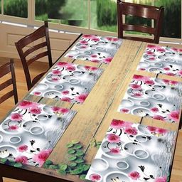 Aura 6-Pcs Pink & White Printed Table Placemats-15