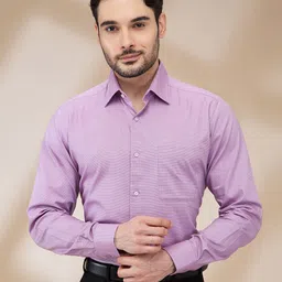 Raymond Men Contemporary Spread Collar Textured Cotton Formal Shirt-image-64
