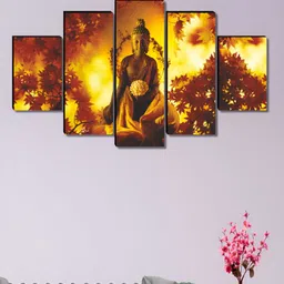 SAF Gold-Toned & Grey 5 PiecesWood Religious Wall Paintings-image-80