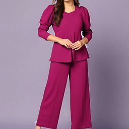 WATAY V-Neck Three Fourth Sleeve Top With Trouser Co-Ords-picture-35