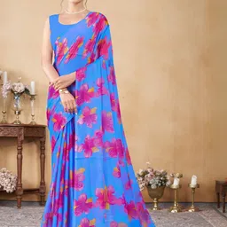 Garden Vareli Floral Printed Pure Chiffon Saree-picture-7