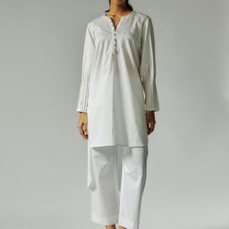 Maisolos Notch Neck Cotton Linen Tunic With Trousers-image-22