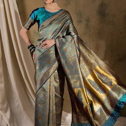 MANVAA Woven Design Zari Silk Blend Banarasi Saree-picture-8