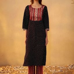 Anouk Rustic Women Ethnic Motifs Printed Regular Kurta with Trousers & With Dupatta-picture-42