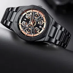 LONGBO Men Dial & Stainless Steel Bracelet Style Straps Analogue Watch Long-83693-Blk-Gold-25