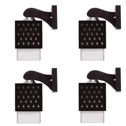 Gojeeva Black and White 4 Pieces Textured Wooden Square Shaped Wall Lamps-picture-34