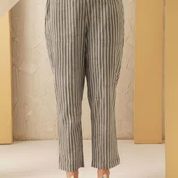 JAYPORE Women Striped Straight Fit Trousers-image-38