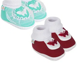 NESKA MODA 12 To 18 Month Non Slip Toddler Baby Unisex Set Of 2 Pair Cotton Butterfly Frill Booties-image-99