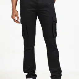 NEVER NEUD Men Relaxed Cargos Trousers-image-79