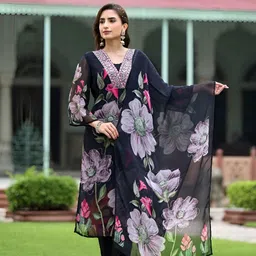 KOTRONS Women Floral Printed Kurta with Trousers & Dupatta-picture-38