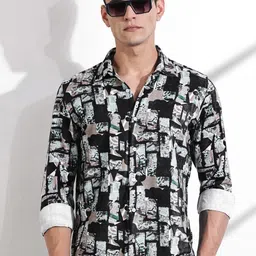 Thomas Scott Men Classic Slim Fit Opaque Printed Casual Shirt-image-80