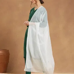 Fabindia Checked Cotton Silk Dupatta With Beads and Stones-picture-37