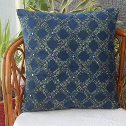 Weaves of Tradition Blue & Green Ethnic Motifs Square Cushion Covers-image-65