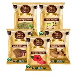 Online Quality Store Set Of 5 Amla Reetha Hibiscous Bringraj Shikakai Powder - 50 g Each-9