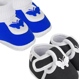 NESKA MODA Newborn Pack of 2 Pair 3 To 12 Month Unisex Baby Cotton Butterfly Soft Shoe Booties-image-68