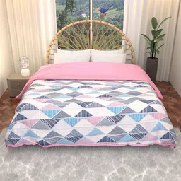 Kuber Industries White & Pink Floral Microfiber AC Room 210 GSM Double Bed Comforter-image-66