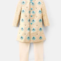 Babyoye Full Sleeves Sherwani And Pajama Embroidery - Beige-picture-20