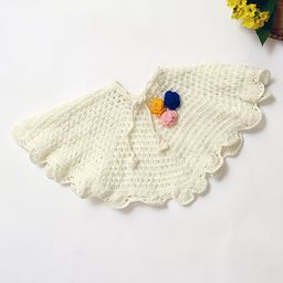 USHA ENTERPRISES Full Sleeves Flower Detailed Poncho - White-image-96