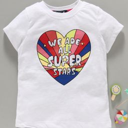 Memory Life Half Sleeves Tee Heart Print - White-image-54