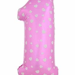 Amfin Number One 17 Inches Foil Balloon Heart Print - Pink-image-32
