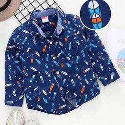 Babyhug Full Sleeves Shirt Surfing Board Print - Navy Blue-image-7