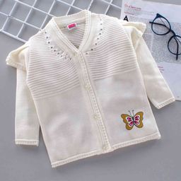Babyhug Full Sleeves Sweater Butterfly Print - Off White-image-57