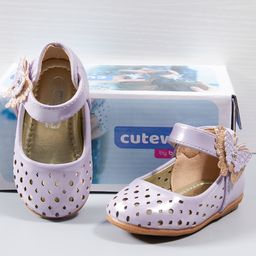 Cute Walk by Babyhug Belly Shoes Butterfly Applique - Purple-image-96