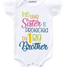 KNITROOT Half Sleeves This Little Sister Print Onesie - White-image-31