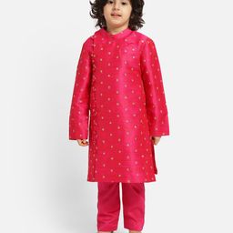 Piccolo Full Sleeves Printed Kurta With Pajama - Pink-image-58