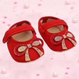 Coco Candy Studded Bow Detailing Booties - Red-picture-0