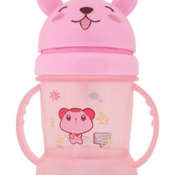 TINY TYCOONZ Cute Mickey Sipper cup with Straw and Handle Pink - 300 ml-99