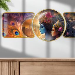 Aura Blue & Orange 1 Piece Wood Abstract Wall Paintings-picture-42