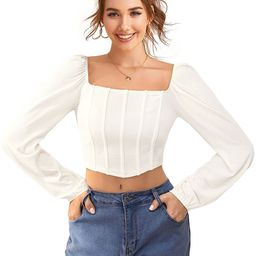 SHOPONBIT Women Textured Square Neck Crop Corset Top-image-61