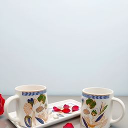MITHILA Handicrafts Orange & White Textured Ceramic Glossy Mugs Set of Cups and Mugs-4
