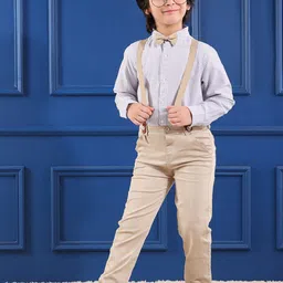 Mark & Mia Boys Striped Long Sleeves Shirt With Trousers & Suspender-image-56