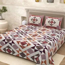 Homez Sparrow Multicoloured & Yellow Ethnic Motifs 210 TC King Bedsheet with 2 Pillow Covers-31