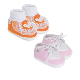 NESKA MODA 3 To 12 Month 2 Pair Newborn Unisex Baby Skin Friendly Soft Cotton Lace Shoe Booties-22