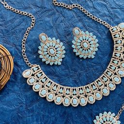 VATSALYA creation Rose Gold-Plated Artificial Stones Alloy Jewellery Set-image-96